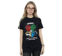 Harry Potter Hogwarts Toon Crest Cotton Boyfriend T-Shirt In Black Black 4XL
