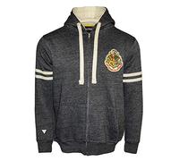 Harry Potter Hogwarts Zipped Hoodie, M, Charcoal, Off White