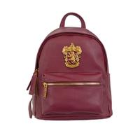 Harry Potter House Backpack Collection, Pebbled Leather, Metal Crest Badge, 4 Houses - Gryffindor, Slytherin, Hufflepuff, Ravenclaw (Gryffindor)