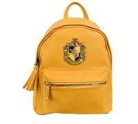 Harry Potter House Backpack Collection, Pebbled Leather, Metal Crest Badge, 4 Houses - Gryffindor, Slytherin, Hufflepuff, Ravenclaw (Hufflepuff)