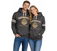 Harry Potter House Hoodie - Official Hogwarts Crest Pullover Sweatshirt with Drawstring Hood (XS-XL) (UK, Alpha, L, Regular, Regular, Charcoal/White)