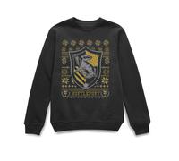 Harry Potter Hufflepuff Crest Christmas Jumper - Black - S