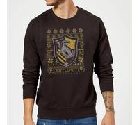 Harry Potter Hufflepuff Crest Christmas Jumper - Black | Size: Small Harry Potter Black S