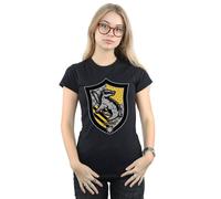 Harry Potter Hufflepuff Crest Flat Cotton T-Shirt In Black Black M