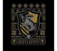 Harry Potter Hufflepuff Crest Men's Christmas T-Shirt - Black - L