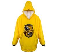 Harry Potter Hufflepuff Oversized Blanket Hoodie - Soft Fleece Wearable Throw - House Crest Design - HP Gifts for Women Men Adults Kids Yellow