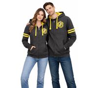 Harry Potter Hufflepuff Zipped Hoodie - Official Licensed Zip-Up Sweatshirt with Yellow Drawstrings & House Crest, Unisex Long Sleeve Hoodie
