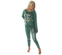Harry Potter Juniors' Hogwart Castle House Slytherin Crest Fleece Jogger Pajama Set (2XL)