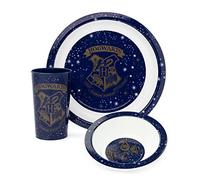 Harry Potter Kids Dinnerware Set | Blue 3 Piece Tableware for Boys and Girls | PP Dinner Plate, Bowl and Tumbler Cup | Hogwarts School Logo Novelty Set | Movie Merchandise Gift for Children
