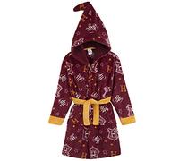 Harry Potter Kids Dressing Gown, Gryffindor Slytherin Soft Fleece Robe For Boys (Burgundy, 7-8 Years)