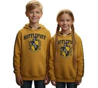 Harry Potter Kids Hoodie - Official Licensed Hufflepuff Sweatshirt | Yellow Cotton Pullover Jumper with Crest & Sleeve Print | Unisex Sizes 1-13 Years (UK, Alpha, 5 Years, 6 Years)