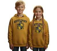 Harry Potter Kids Hoodie - Official Licensed Hufflepuff Sweatshirt | Yellow Cotton Pullover Jumper with Crest & Sleeve Print | Unisex Sizes 1-13 Years (UK, Alpha, 11 Years, 13 Years)