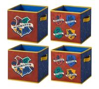 Harry Potter Kids Storage Cubes, 4 Pack Foldable Fabric Bins with Handles, Collapsible Organizer Boxes for Bedroom, Playroom & Nursery, Durable Kids Storage Solution