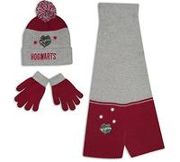 Harry Potter Kids Winter Hat Scarf and Gloves Set (Grey, 6-8 Years)