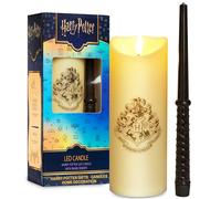 Harry Potter LED Candle with Wand Remote Control, 5m Range & Hogwarts Crest Design, White Battery-Operated Long Flameless Candle for Home Decoration