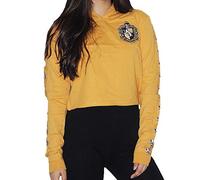 Harry Potter Licensed Ladies/Girls Hufflepuff House Cropped Hoodie Sweatshirt (S) Yellow