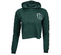 Harry Potter Licensed Ladies/Girls Slytherin House Cropped Hoodie Sweatshirt (L) Green