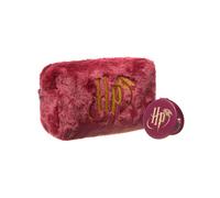 Harry Potter Womens Makeup Bag & Mirror | Ladies Burgendy Fur Cosmetic Pouch with Harry Potter Logo | Travel Beauty Case & Pocket Mirror for Adults & Teens | Classic Wizard Movie Merchandise Gift