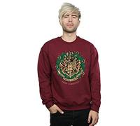 (M, Burgundy) Harry Potter Mens Christmas Wreath Sweatshirt