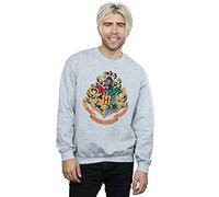 (M, Sports Grey) Harry Potter Mens Hogwarts Crest Gold Ink Sweatshirt