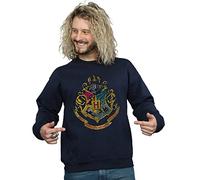 Harry Potter Men's Hogwarts Distressed Crest Sweatshirt Large Navy Blue
