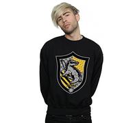Harry Potter Men's Hufflepuff Crest Flat Sweatshirt Black Small