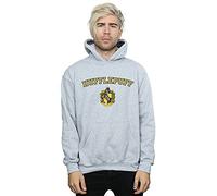 Harry Potter Men's Hufflepuff Crest Hoodie Sport Grey Medium