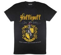 Harry Potter Mens Hufflepuff Crest T-Shirt, Black, S-2XL