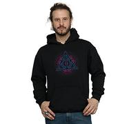 Harry Potter Men's Neon Deathly Hallows Hoodie Black Large