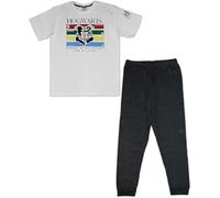 Harry Potter Men's Pyjama Set - Two Piece Set with T-Shirt & Jogging Bottoms - Hogwarts Crest - Sizes S, M, L, XL, XXL - Soft Fabric, White, L
