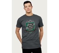 Harry Potter Men's Slytherin Quidditch Distressed Shield T-Shirt in Dark Grey | Size: Small Harry Potter Dark Grey S