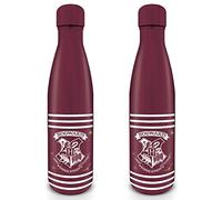 HARRY POTTER Metal Drinks Bottle Hogwarts Crest & Stripes 540ml - Official Merchandise