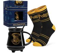 Harry Potter Mug & Socks Gift Set for Women & Teens UK Size 2.5-7.5, Hogwarts Calf Socks Ceramic Mug, Xmas Gifts for Women (Black, 2.5/7.5 UK)