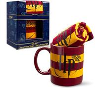 Harry Potter Mug & Socks Gift Set for Women & Teens UK Size 2.5-7.5, Hogwarts Calf Socks Ceramic Mug, Xmas Gifts for Women (Yellow, 2.5/7.5 UK)