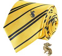 Cinereplicas - Harry Potter - Tie with pin - Deluxe Edition - Officially licensed - Hufflepuff - Standard size - 100% microfiber - Delivered in a gift box - Black & Yellow