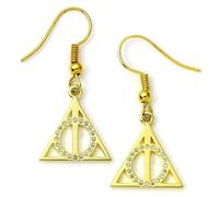 Harry Potter Official Deathly Hallows Gold Plated Sterling Silver Drop Earrings