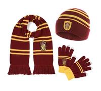 Harry Potter Official Gryffindor Scarf, Hat and Gloves - Accessory Set for Women and Children - Hogwarts Gift and Costume Accessory