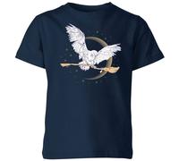 Harry Potter Official Hedwig Broom Kids' T-Shirt - 9-10 Years in Navy | Size: YL Harry Potter Navy YL