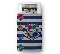 Character World Harry Potter Official Hogwarts Brave Design | Single Duvet Cover Set | Reversible 2 Sided Bedding Including Matching Pillow Case | Polycotton Brands Bed Set | 135x200