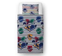 Harry Potter Official Hogwarts Brave Design Single Duvet Cover Set | Reversible 2 Sided Bedding Including Matching Pillow Case | Character World Brands Single Bed Set