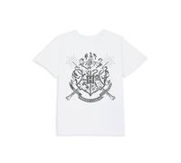 Harry Potter Official Hogwarts House Crest Kids' T-Shirt - 5-6 Years in White | Size: YS Harry Potter White YS