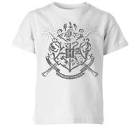 Harry Potter Official Hogwarts House Crest Kids' T-Shirt - 7-8 Years in White | Size: YM Harry Potter White YM