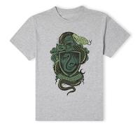 Harry Potter Official Slytherin Drawn Crest Unisex T-Shirt in Grey | Size: 2XL Harry Potter Grey 2XL