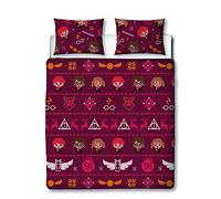 Harry Potter Officially Licensed Duvet Cover Bedding Set | Reversible 2 Sided Charming Design with Matching Pillowcases (Double)
