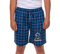 Harry Potter Pajamas Men's House Crest Plaid PJ Lounge Shorts, Blue, Large
