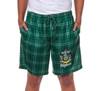 Harry Potter Pajamas Men's House Crest Plaid PJ Lounge Shorts, Green, Medium