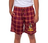 Harry Potter Pajamas Men's House Crest Plaid PJ Lounge Shorts, Maroon, Medium