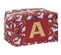 Harry Potter Personalised Make Up Bag Hogwarts Gryffindor Large Toiletry Travel Cosmetic Bag Gift for Girls - Burgundy