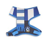 Harry Potter Pet Harness, Dog Collar Plastic Buckle, Ravenclaw Stripe Blue Gray with Scarf Applique, Fits Dog with 11" Neck Size and 14-17" Chest Girth