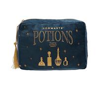 Harry Potter Potions Wash Bag | Official Warner Bros Hogwarts Toiletry Bag with Tassel Zip | Blue Velvet Severus Snape Potion Bottle Cosmetic Pouch for Travel or Gifts